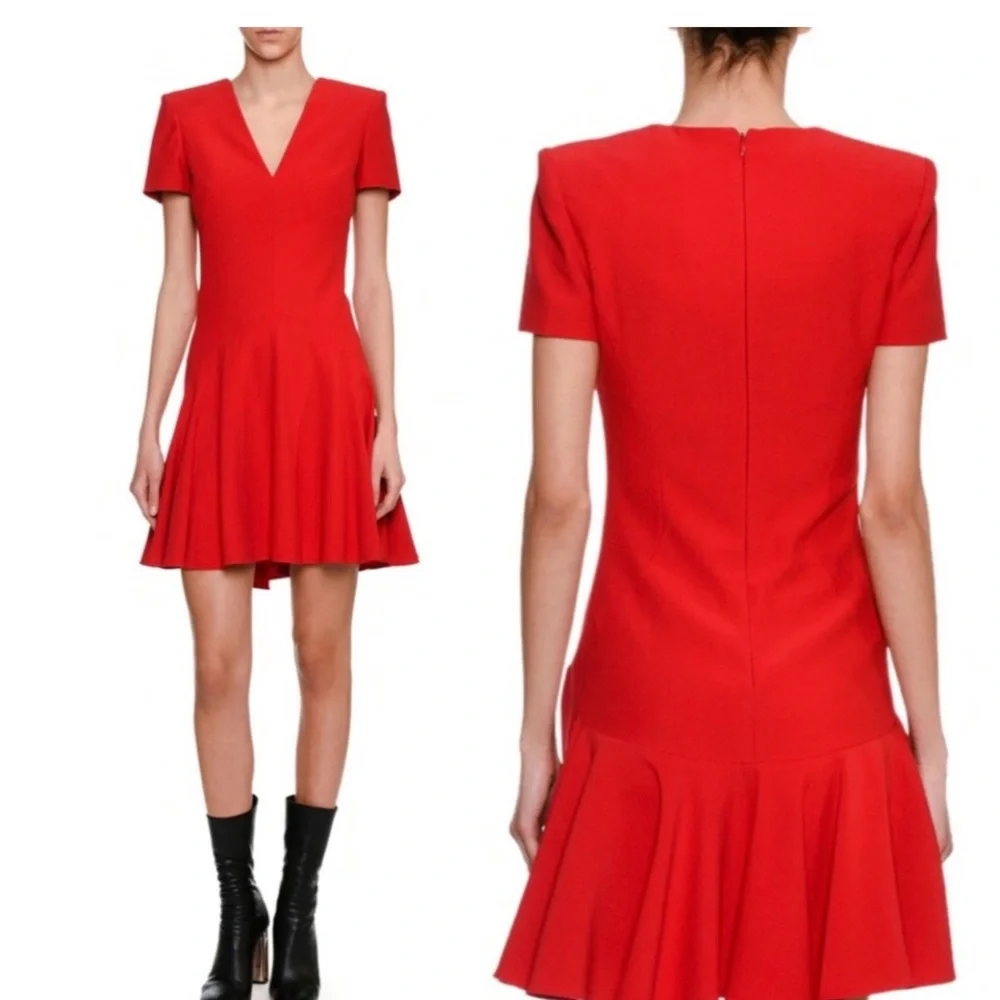 Alexander McQueen Wool Silk Fit Flare Dress 40 - Picture 1 of 8